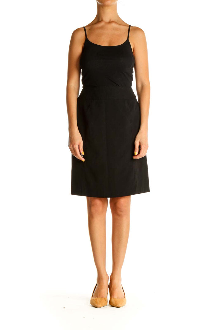 Black Solid Brunch A-Line Skirt