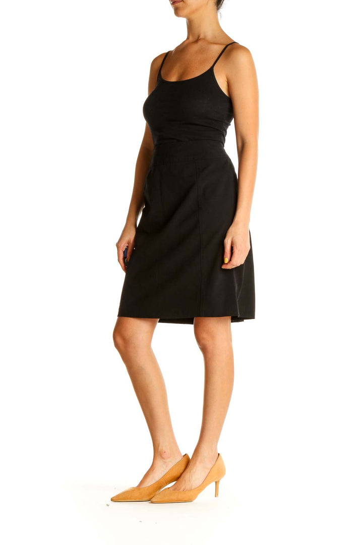 Black Solid Brunch A-Line Skirt