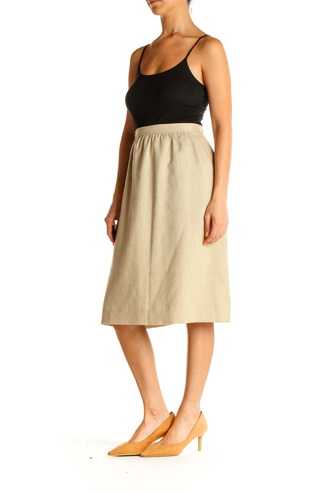 Beige All Day Wear A-Line Skirt