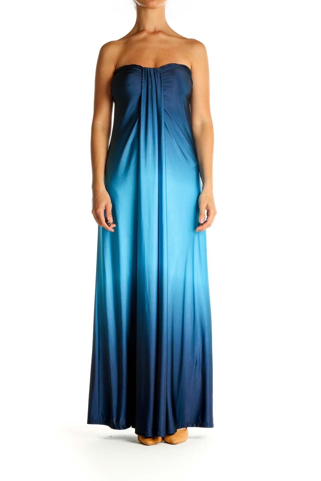 Blue Tie And Dye Classic Column Dress