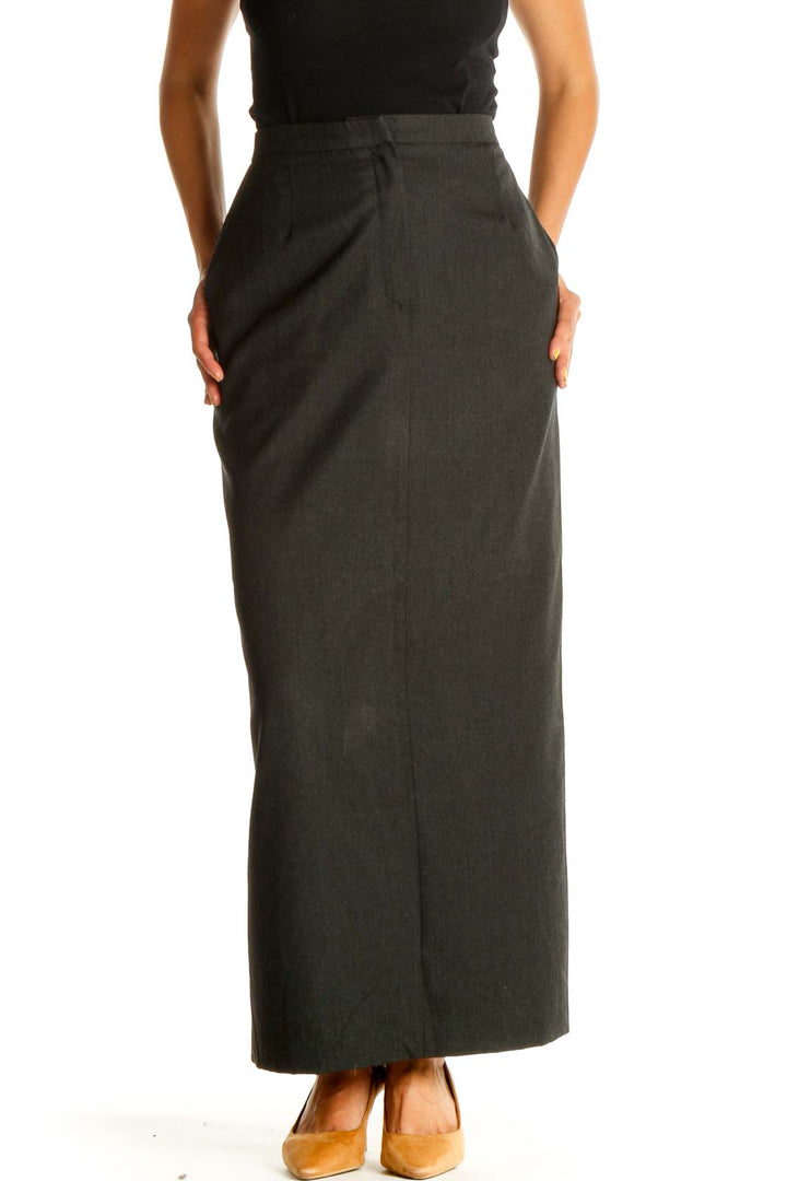 Gray Wool Maxi Pencil Skirt