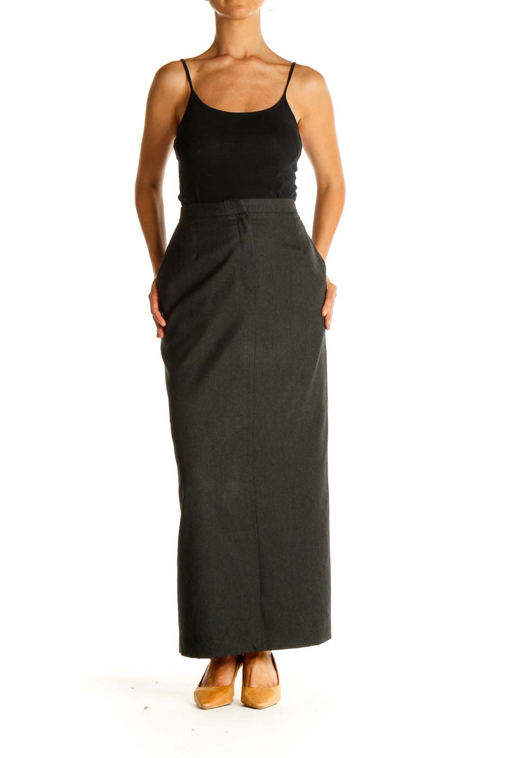 Gray Wool Maxi Pencil Skirt