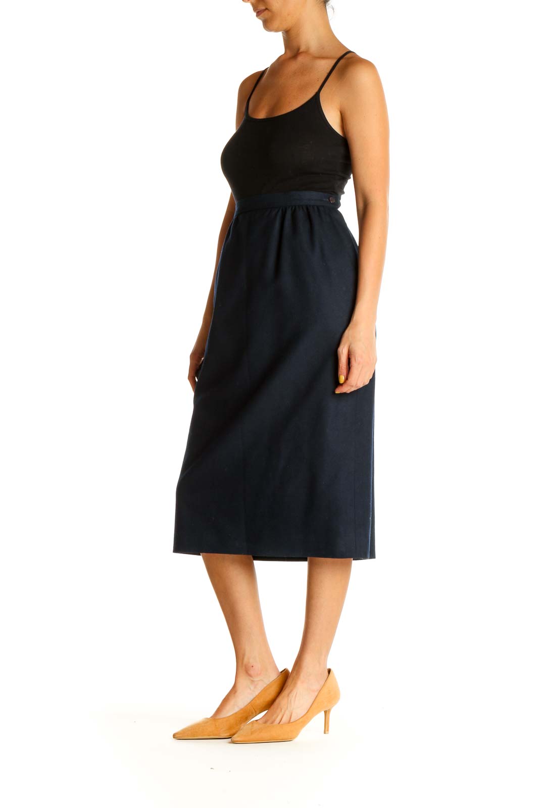 Blue Solid Brunch Pencil Skirt