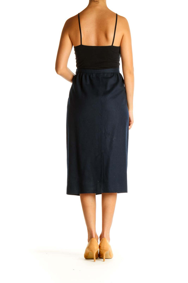 Blue Solid Brunch Pencil Skirt