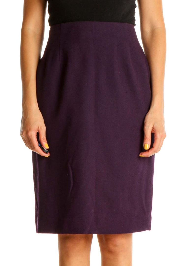 Purple Solid Brunch Pencil Skirt