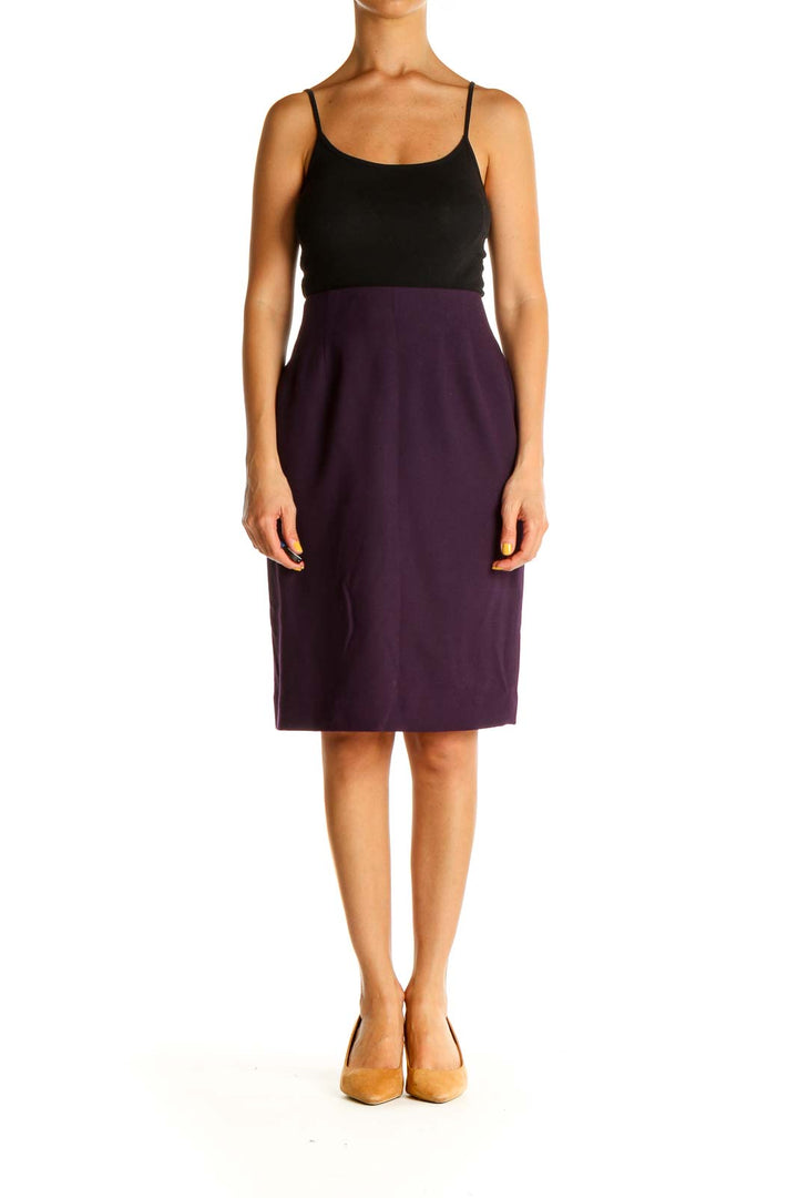 Purple Solid Brunch Pencil Skirt