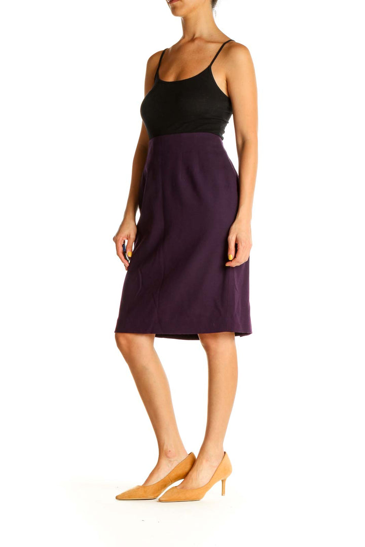 Purple Solid Brunch Pencil Skirt