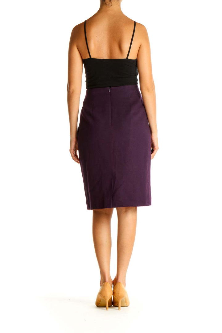 Purple Solid Brunch Pencil Skirt