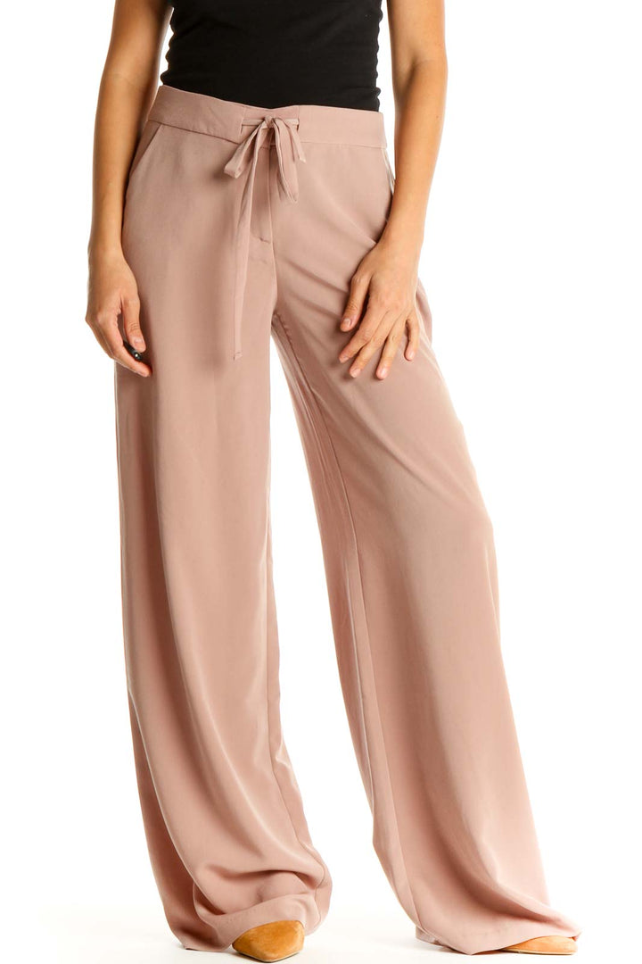 Pink Solid Classic Trousers