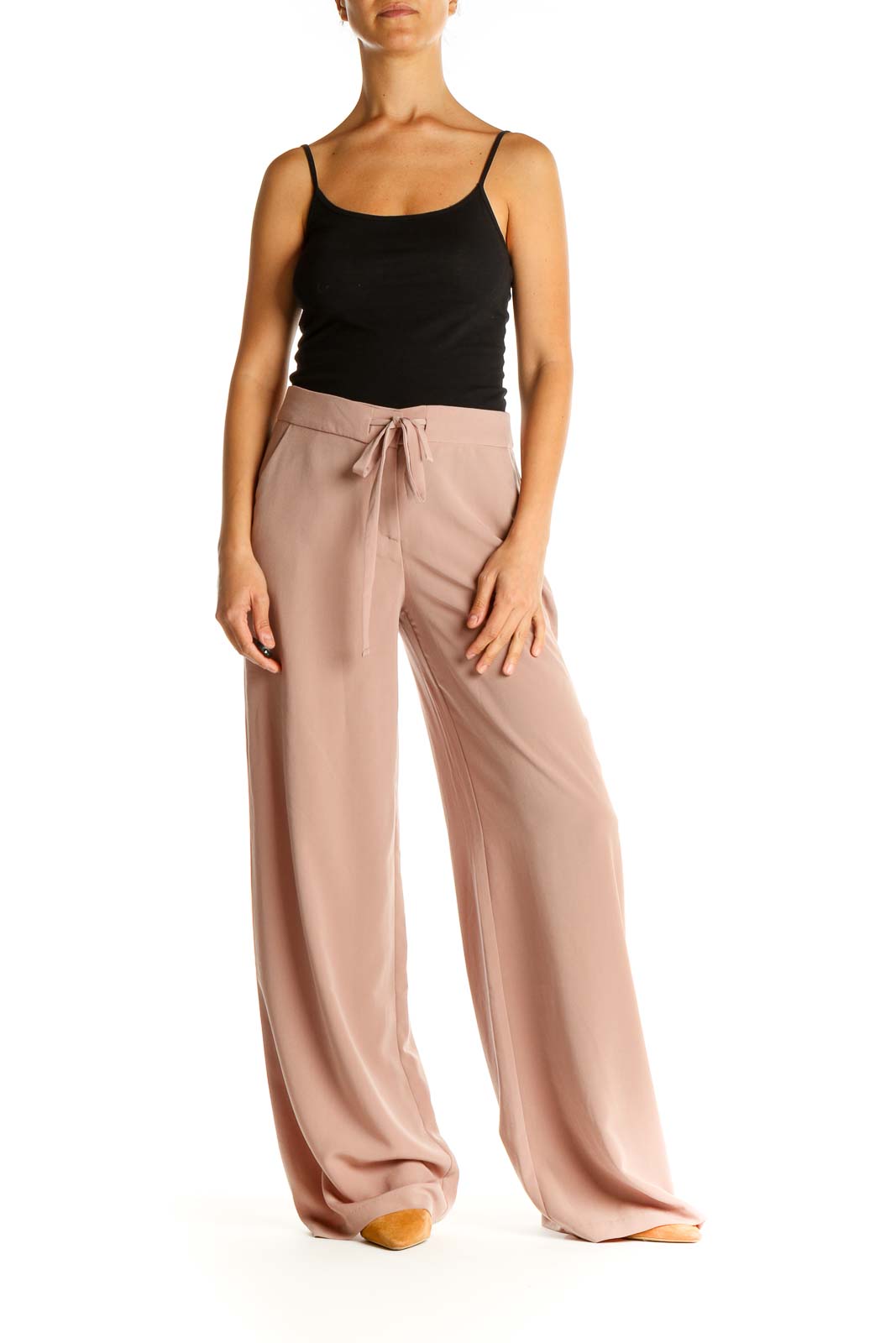 Pink Solid Classic Trousers