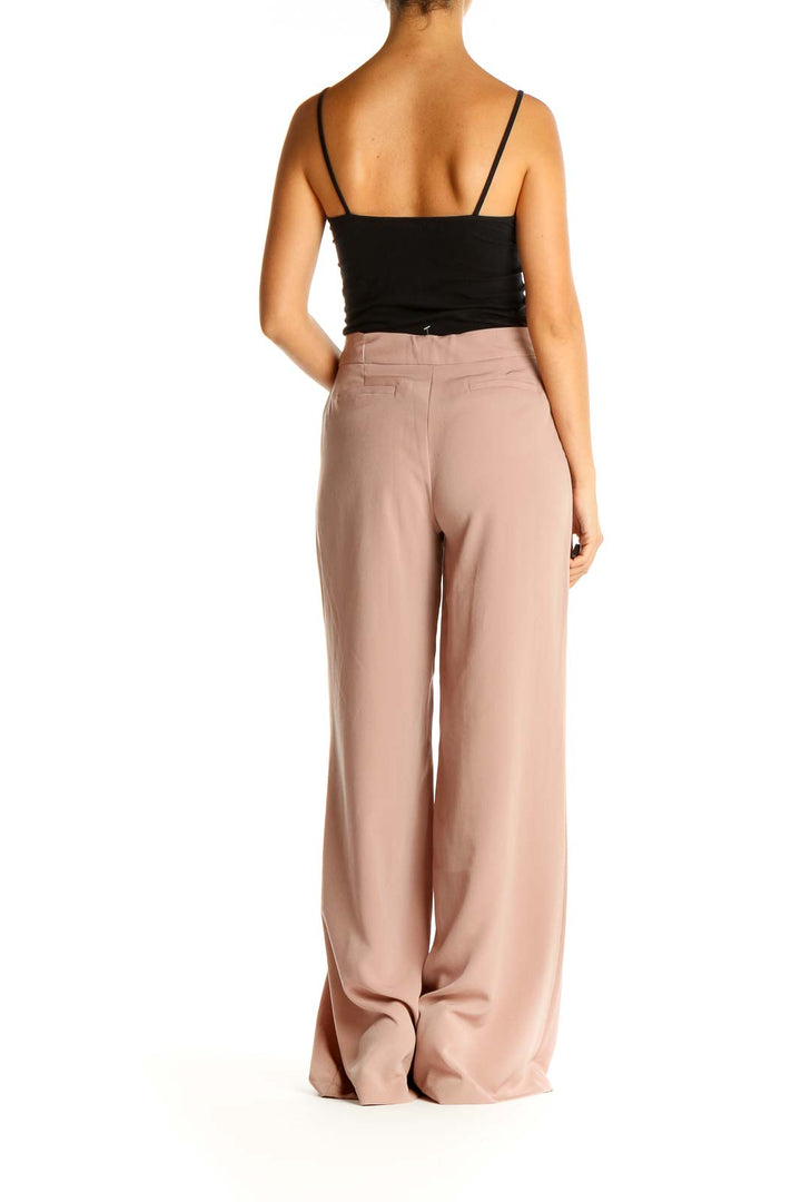 Pink Solid Classic Trousers