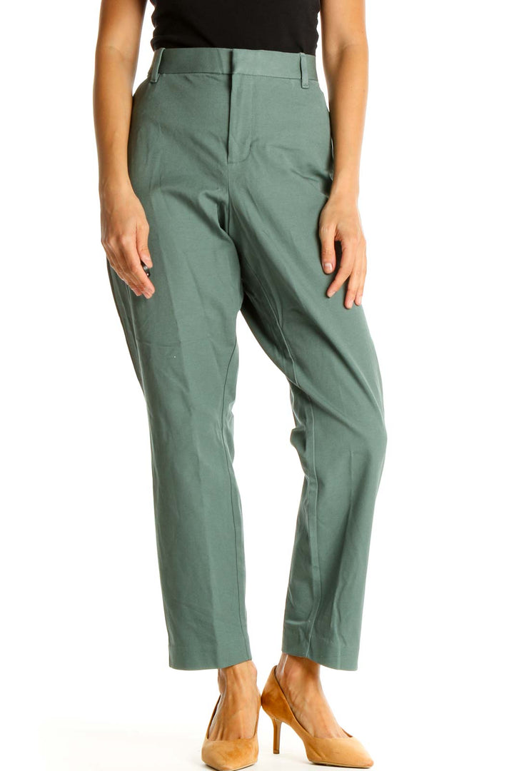 Green Solid Casual Trousers