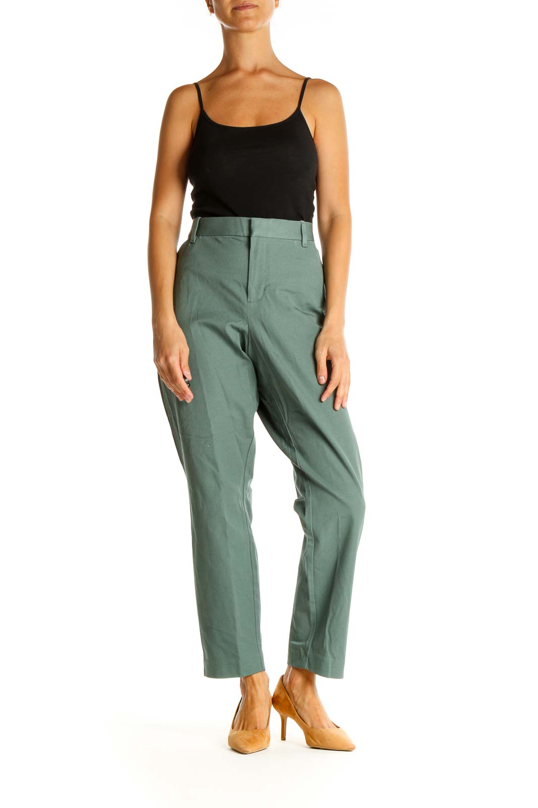 Green Solid Casual Trousers