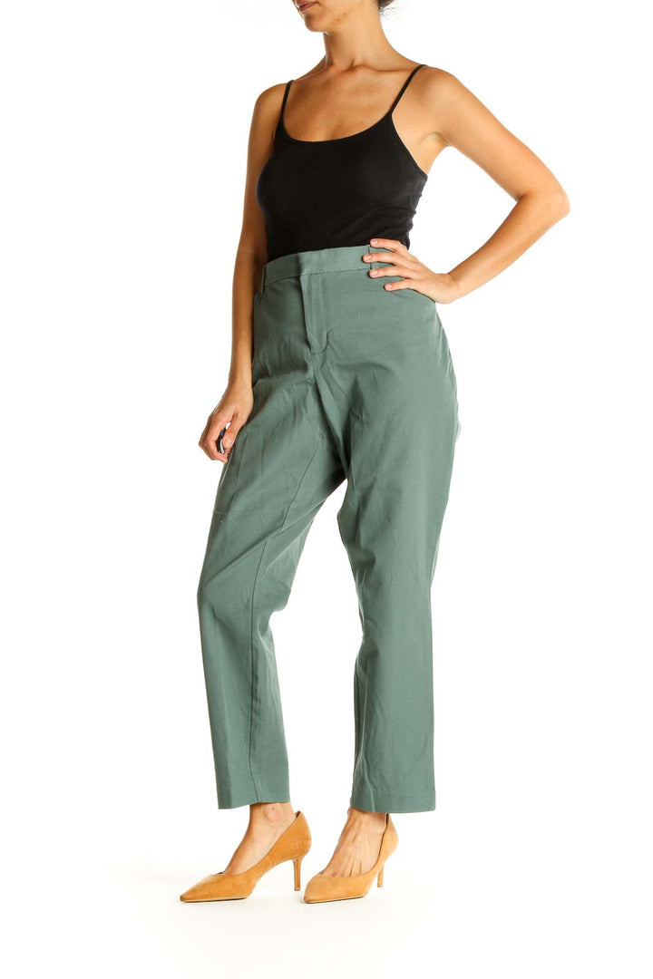 Green Solid Casual Trousers