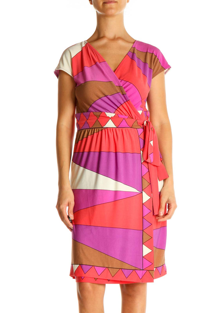 Pink Graphic Print Retro Fit & Flare Dress