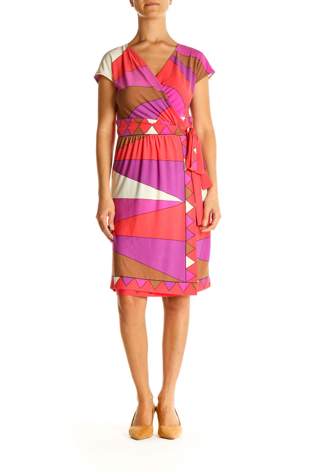 Pink Graphic Print Retro Fit & Flare Dress