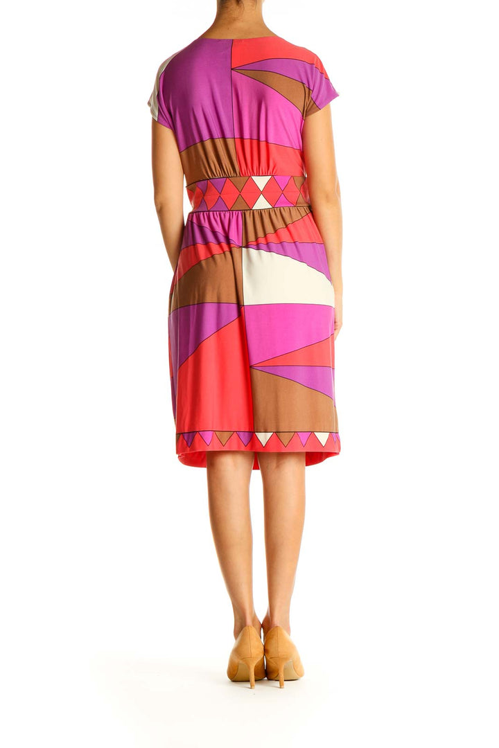 Pink Graphic Print Retro Fit & Flare Dress