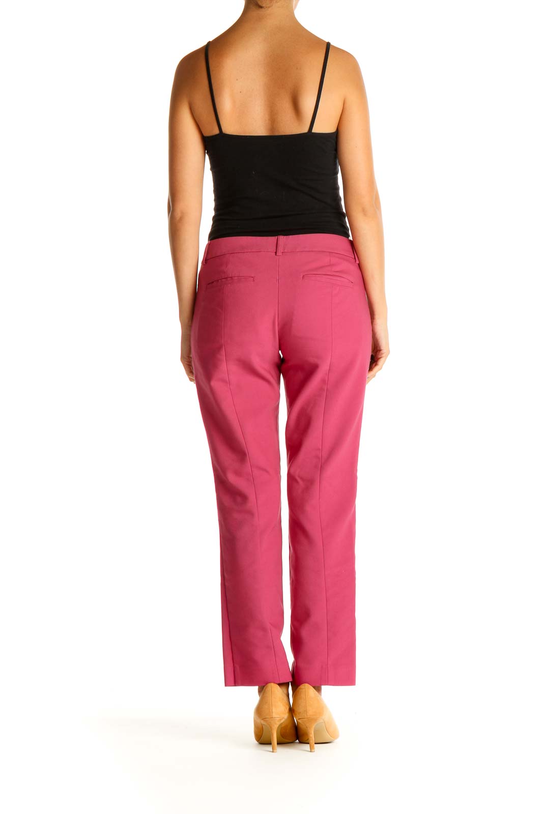 Pink Solid Casual Trousers