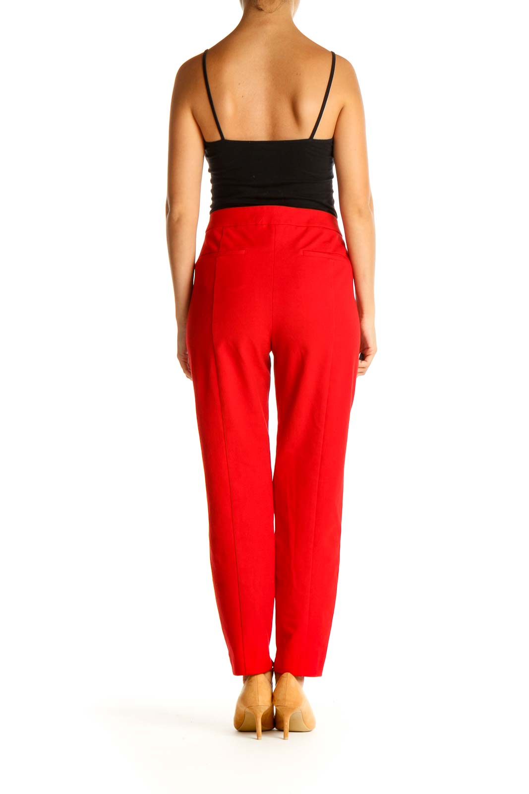 Red Solid Casual Trousers