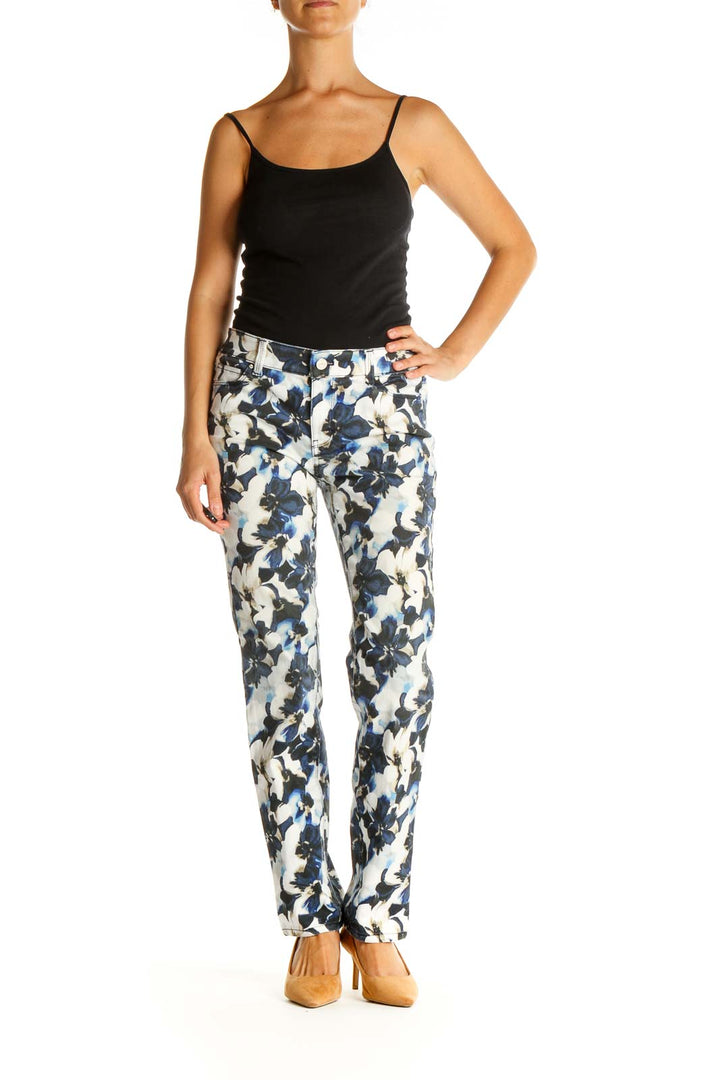 Gray Floral Print All Day Wear Pants