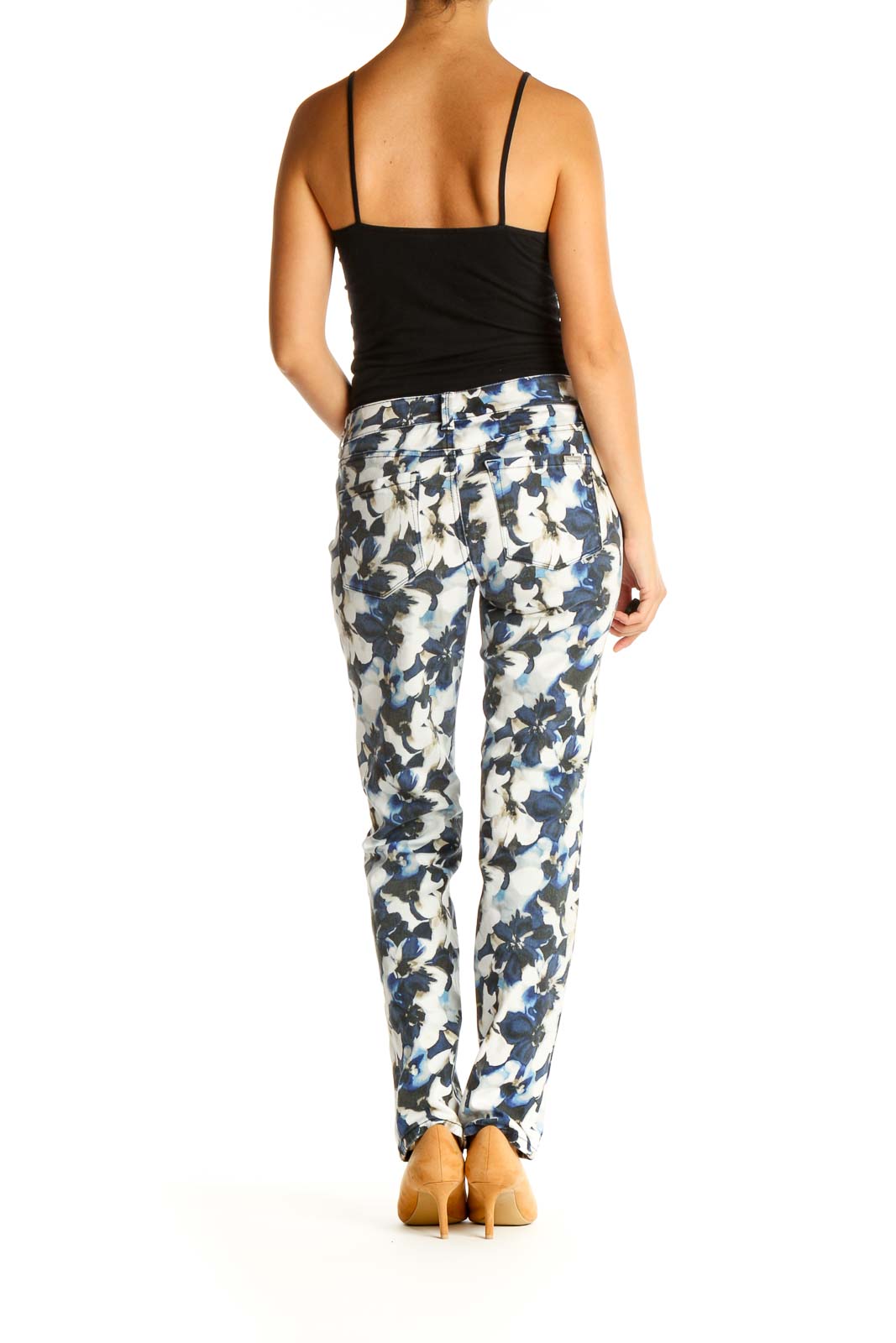 Gray Floral Print All Day Wear Pants