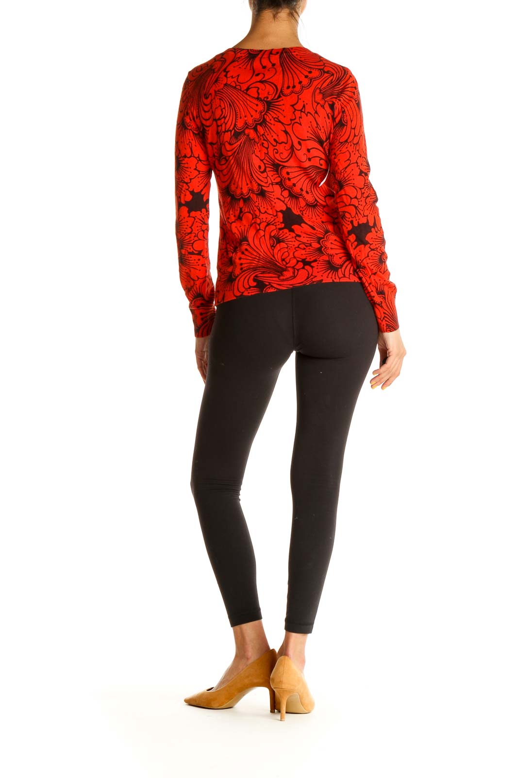 Red Tropical Print Retro Sweater