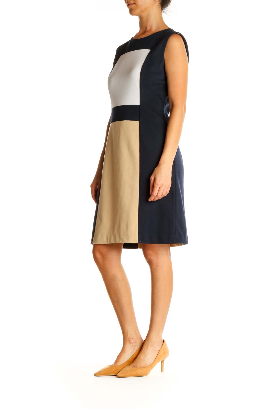 Blue Colorblock Day Sheath Dress