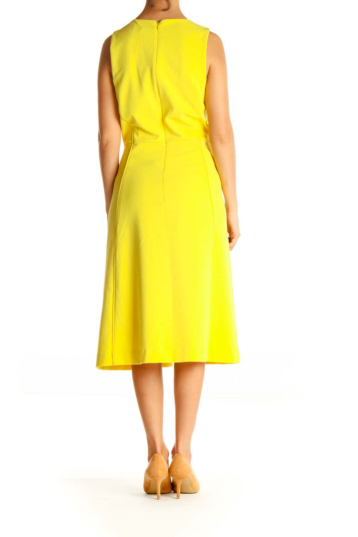 Yellow Solid Work Fit & Flare Dress