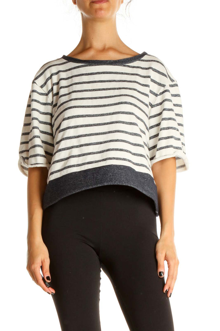 Gray Striped Casual Top