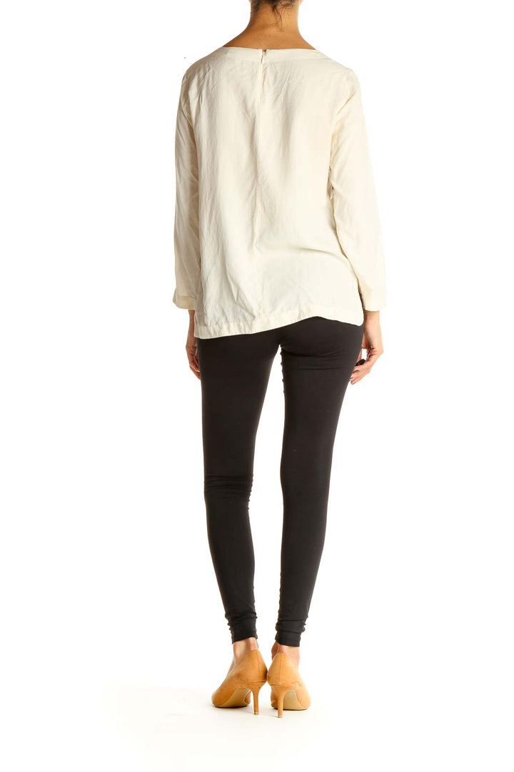 White Solid Casual Blouse