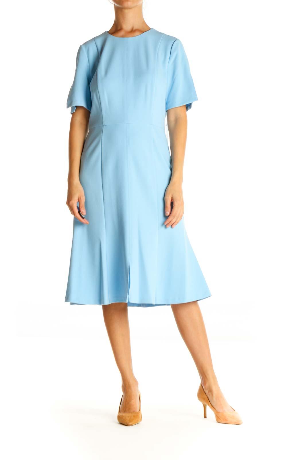 Blue Solid Day Fit & Flare Dress