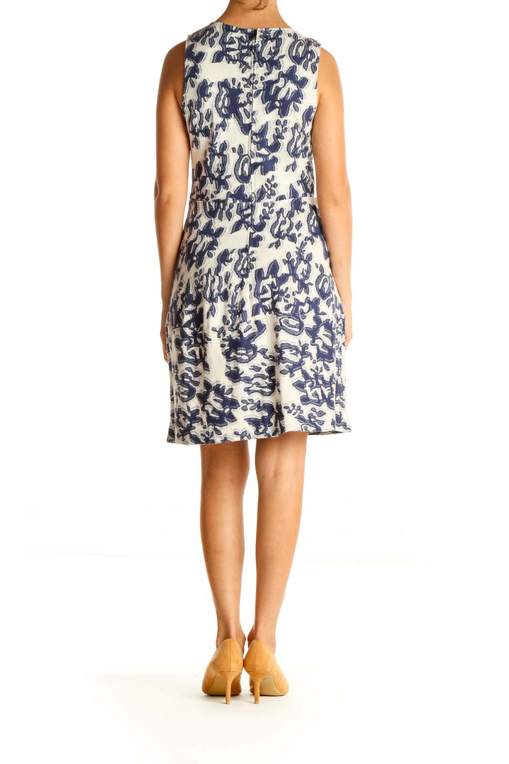 Blue Printed Retro Fit & Flare Dress