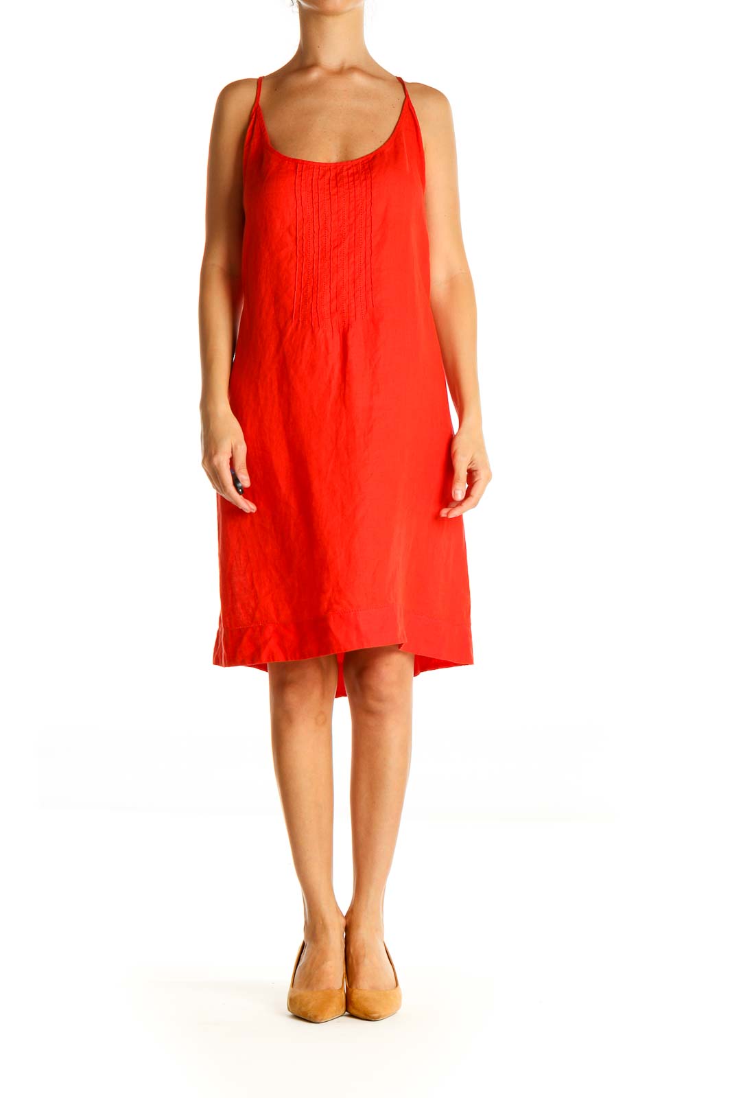 Red Solid Chic A-Line Dress