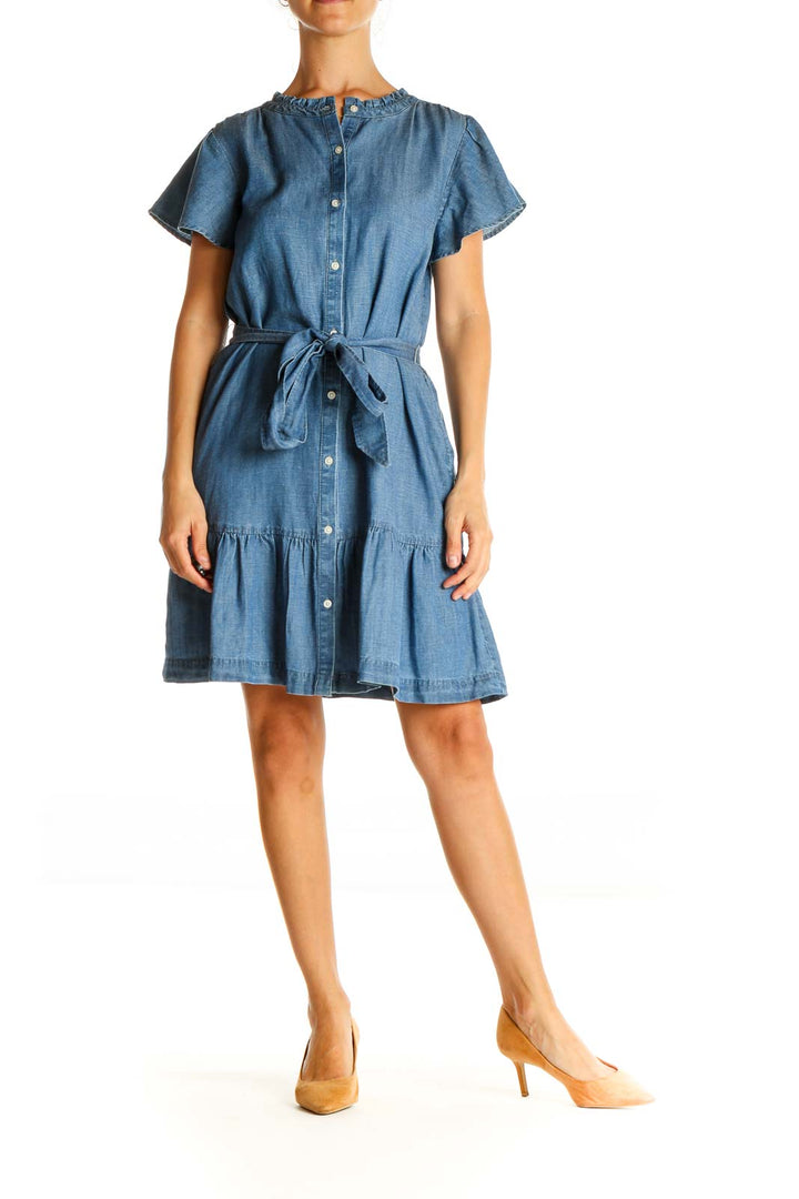 Blue Solid Chic Fit & Flare Dress