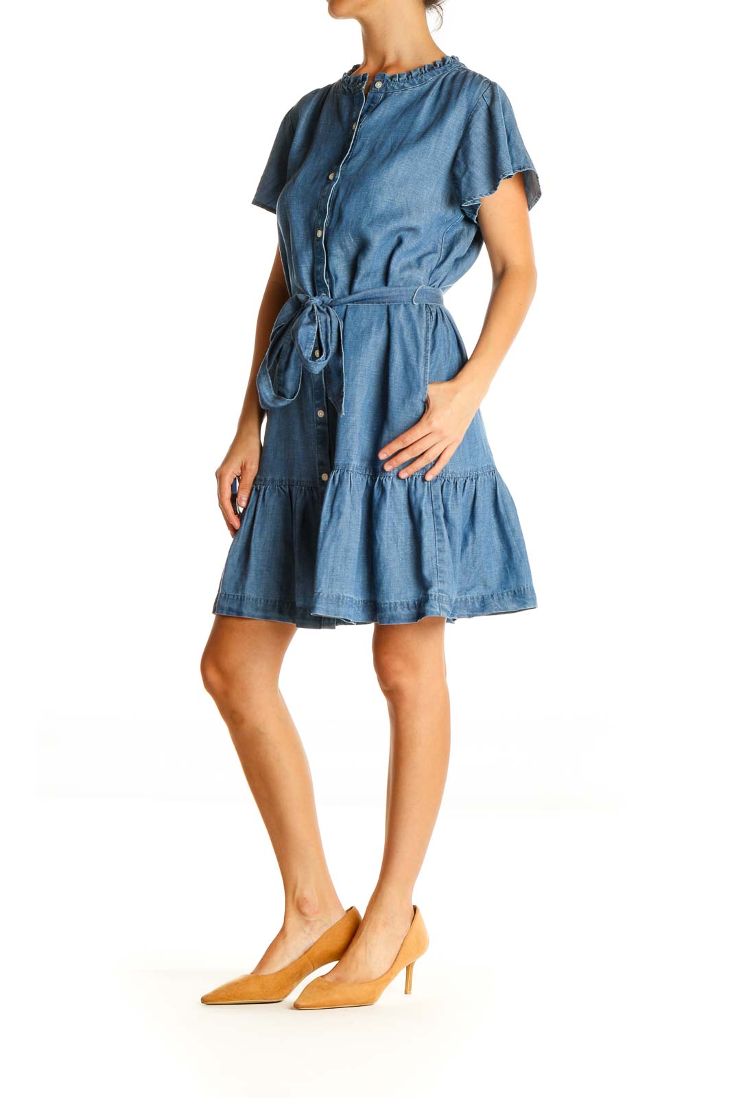 Blue Solid Chic Fit & Flare Dress