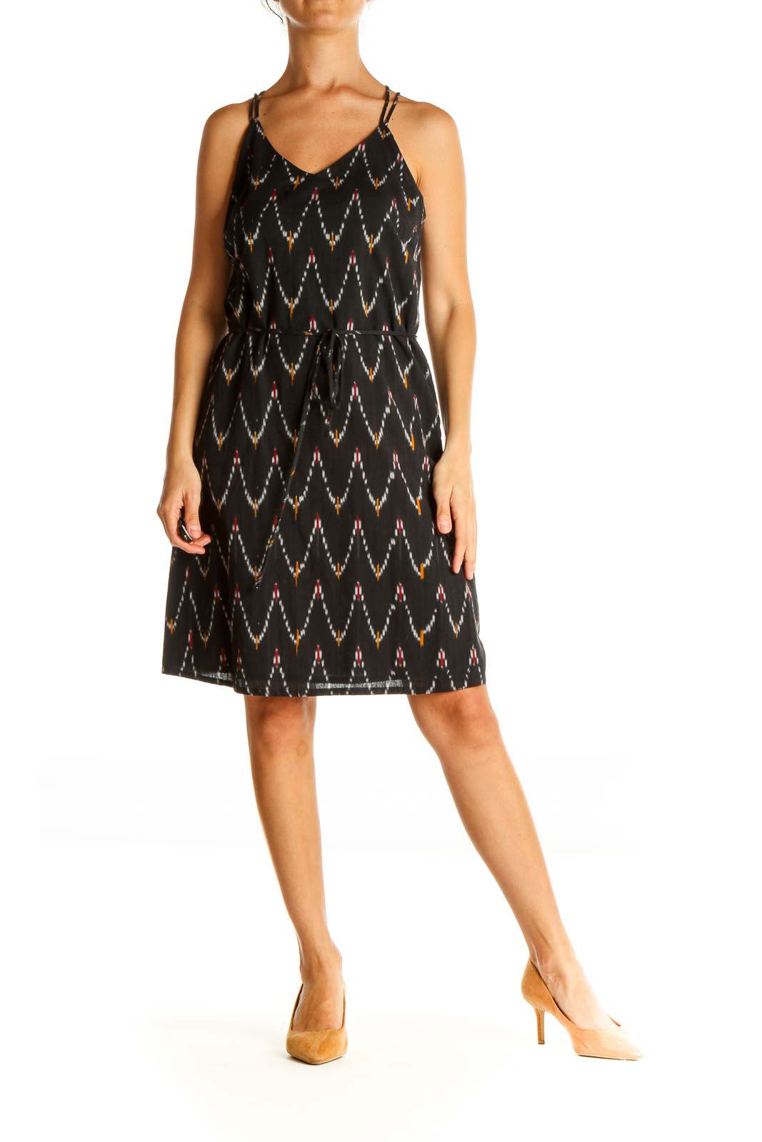 Black Chevron Day A-Line Dress