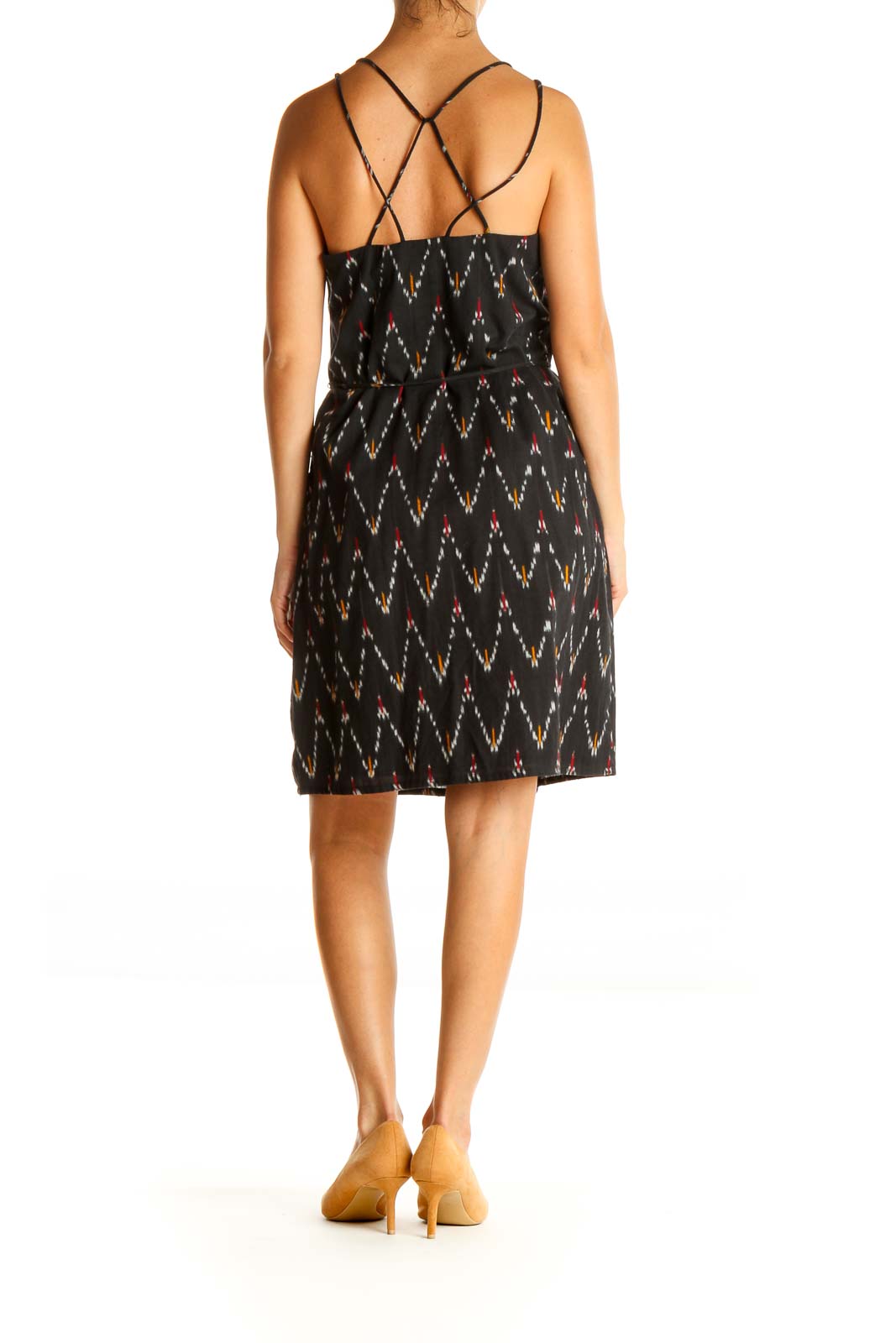 Black Chevron Day A-Line Dress