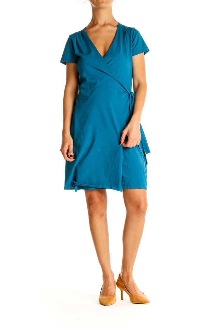 Blue Solid Day Fit & Flare Dress