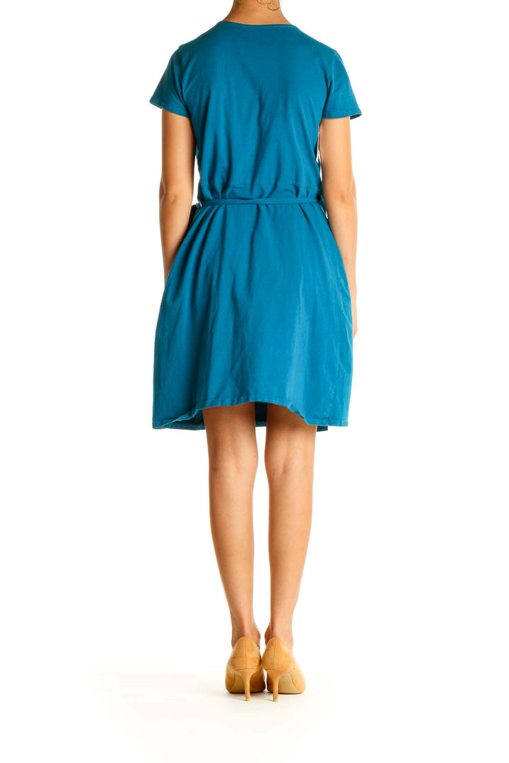 Blue Solid Day Fit & Flare Dress