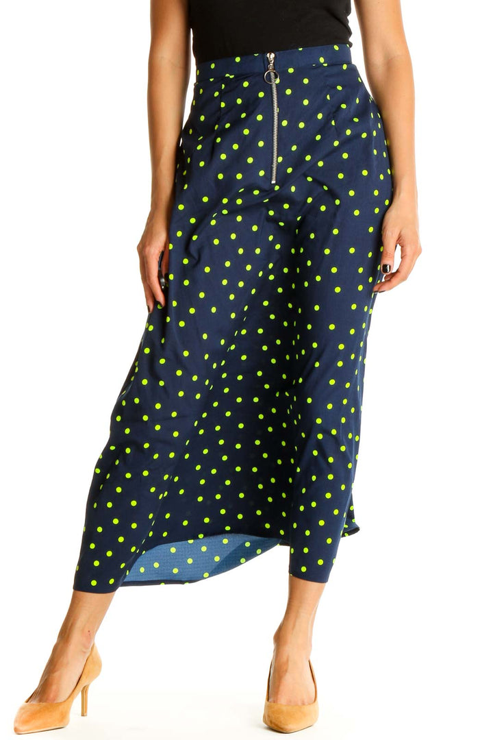 Blue Polka Dot Chic A-Line Skirt