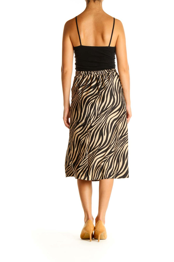 Brown Animal Print Casual Flared Skirt