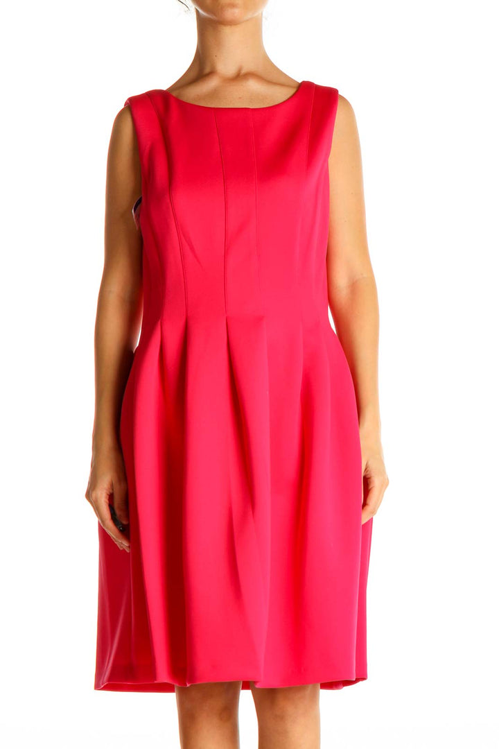 Pink Solid Classic Sheath Dress