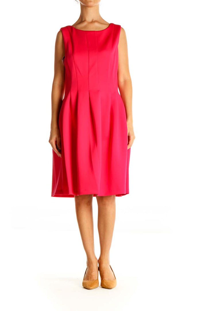 Pink Solid Classic Sheath Dress