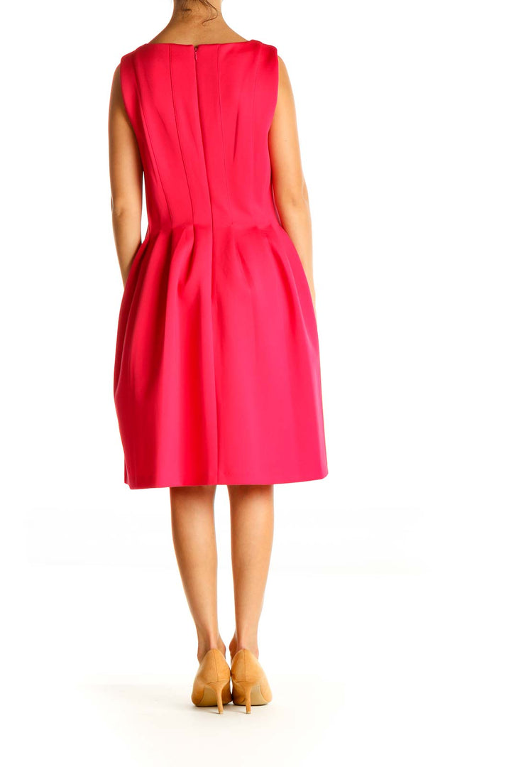 Pink Solid Classic Sheath Dress