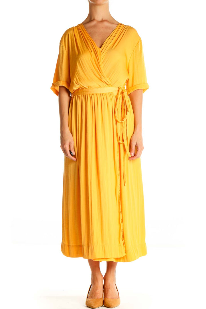 Yellow Solid Bohemian Fit & Flare Dress