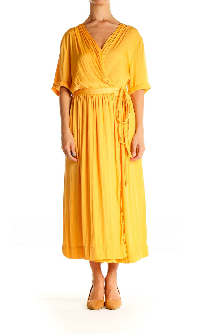 Yellow Solid Bohemian Fit & Flare Dress