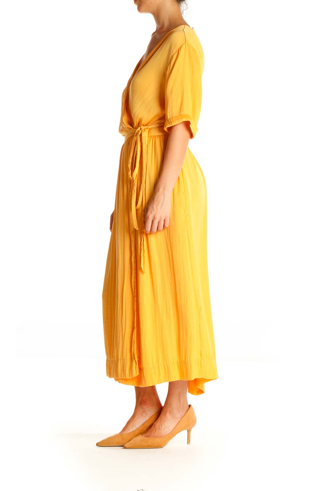 Yellow Solid Bohemian Fit & Flare Dress