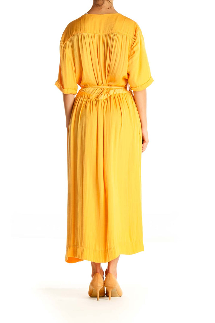 Yellow Solid Bohemian Fit & Flare Dress