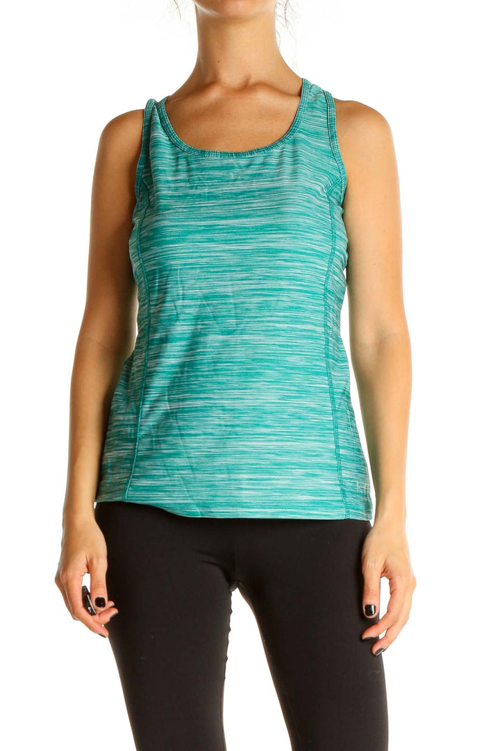 Blue Textured Activewear Tank Top