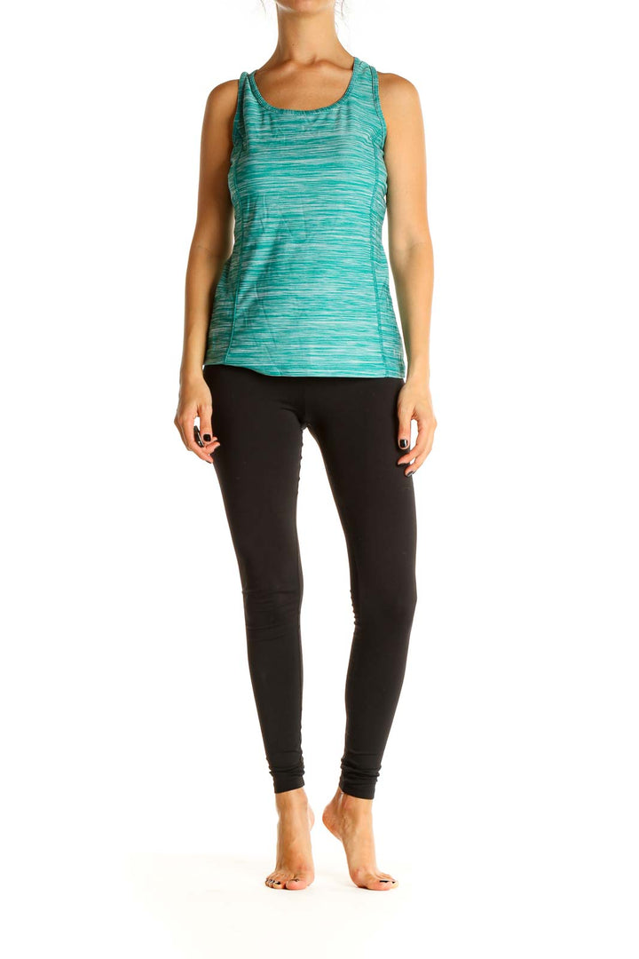 Blue Textured Activewear Tank Top